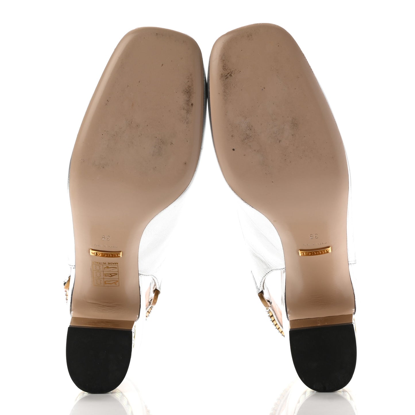 Metallic Nappa Crystal Square G Madelyn Slingbacks 39 Silver