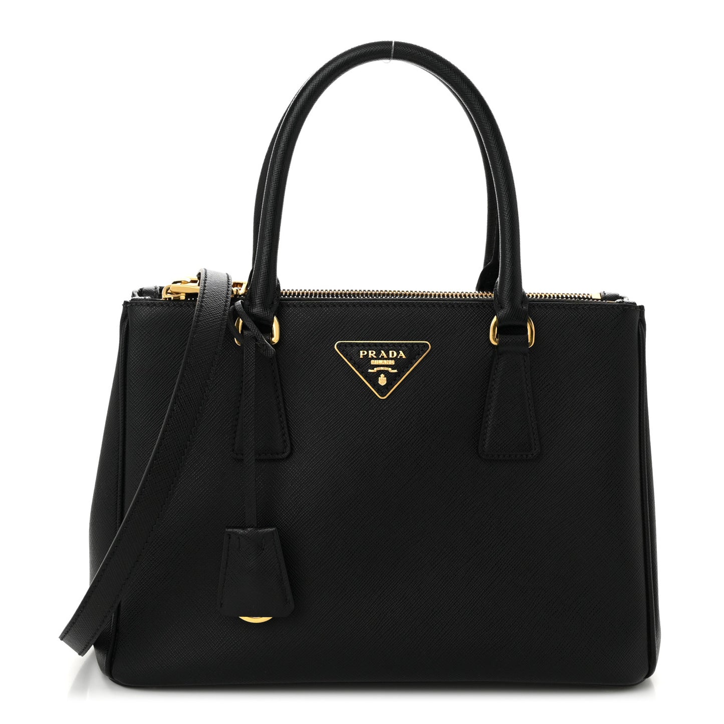 Saffiano Small Galleria Double Zip Tote Black