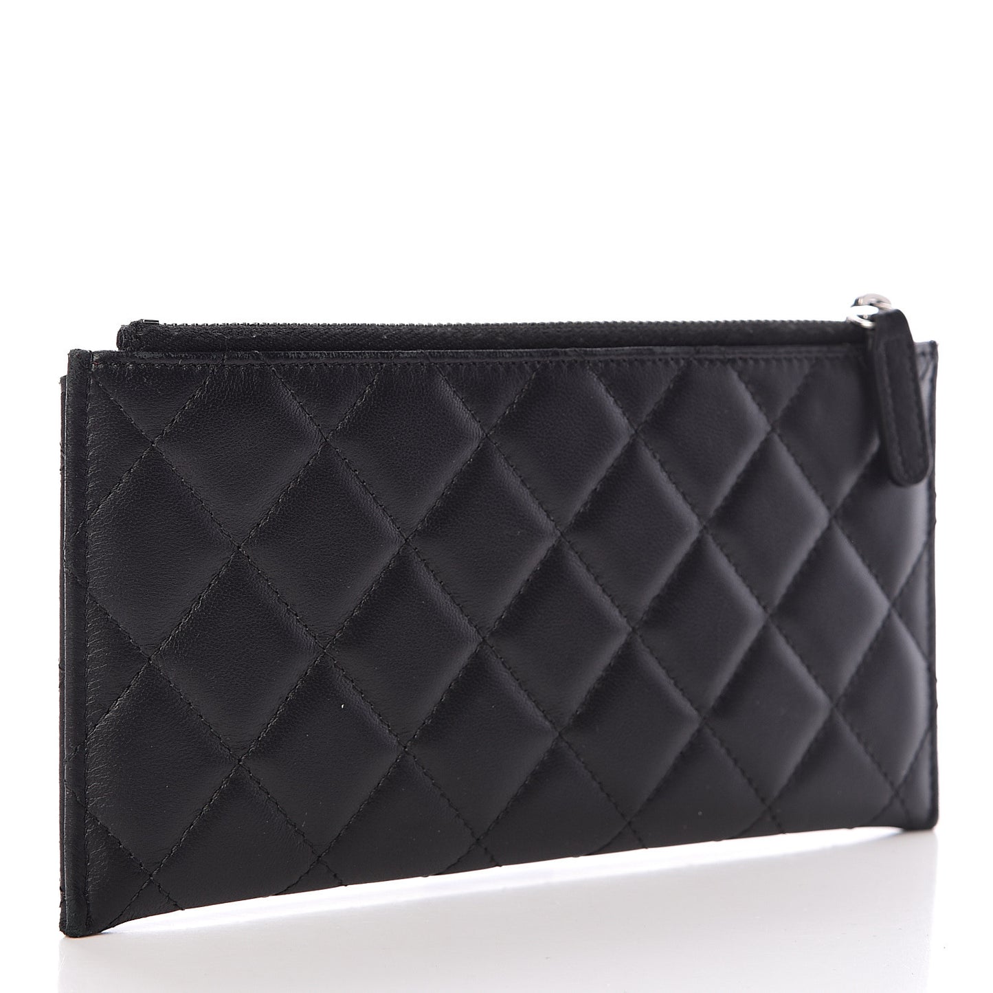 Lambskin Quilted Classic Zip Pouch Black