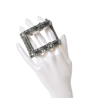 Chanel Ruthenium Crystal Cutout CC Wide Cuff 2 of 5