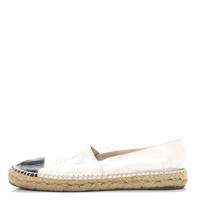 Chanel Lambskin CC Espadrilles 40 White Black 1 of 10