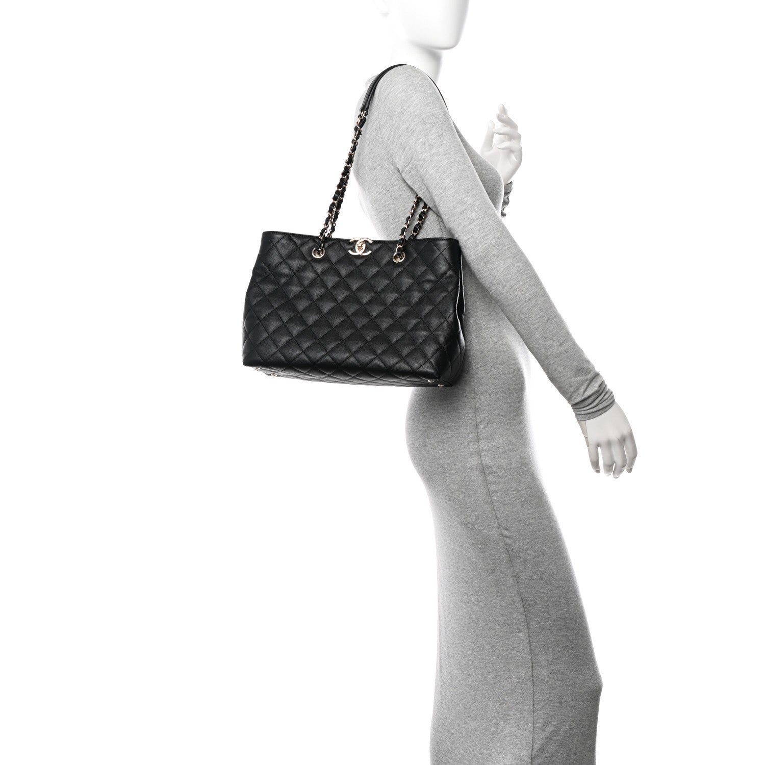 Chanel Caviar Quilted Small Shopping Tote Black 2 of 12