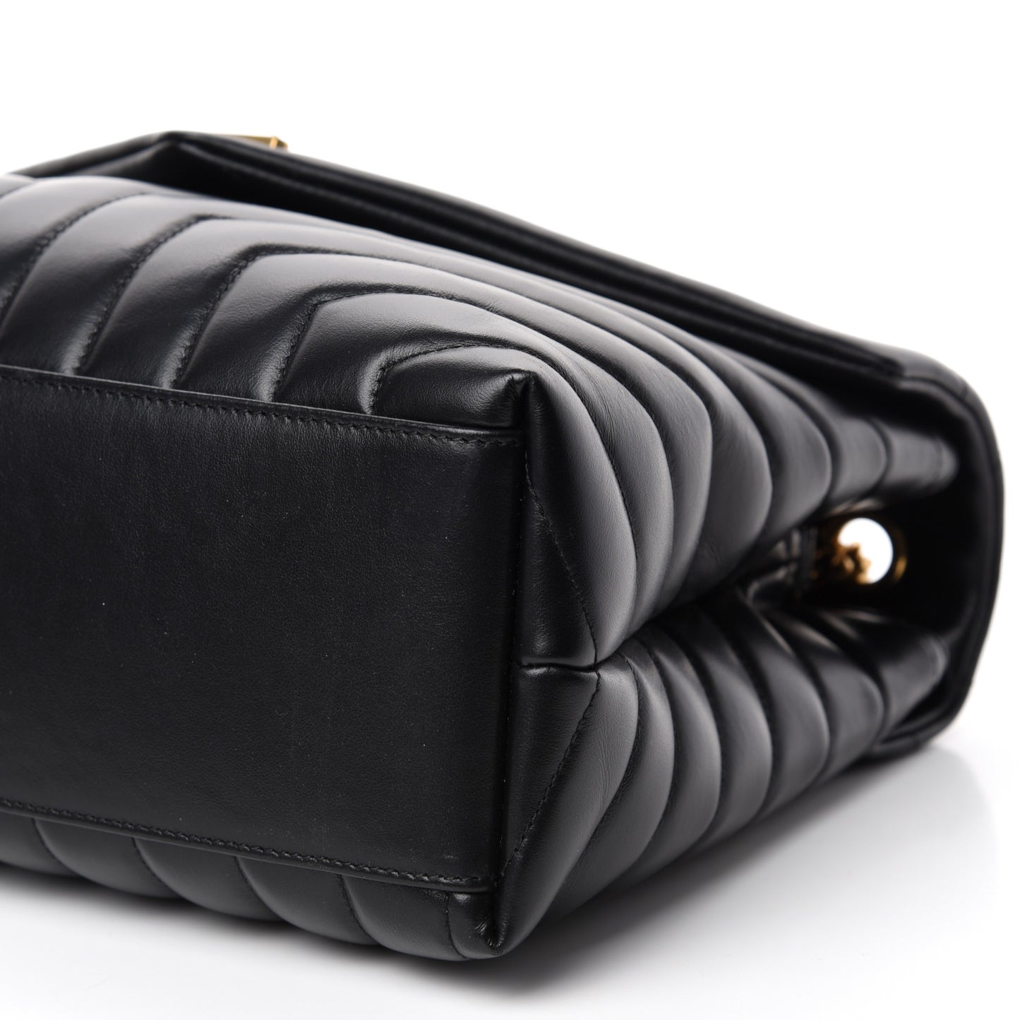 Calfskin Y Quilted Monogram Medium Loulou Chain Satchel Black
