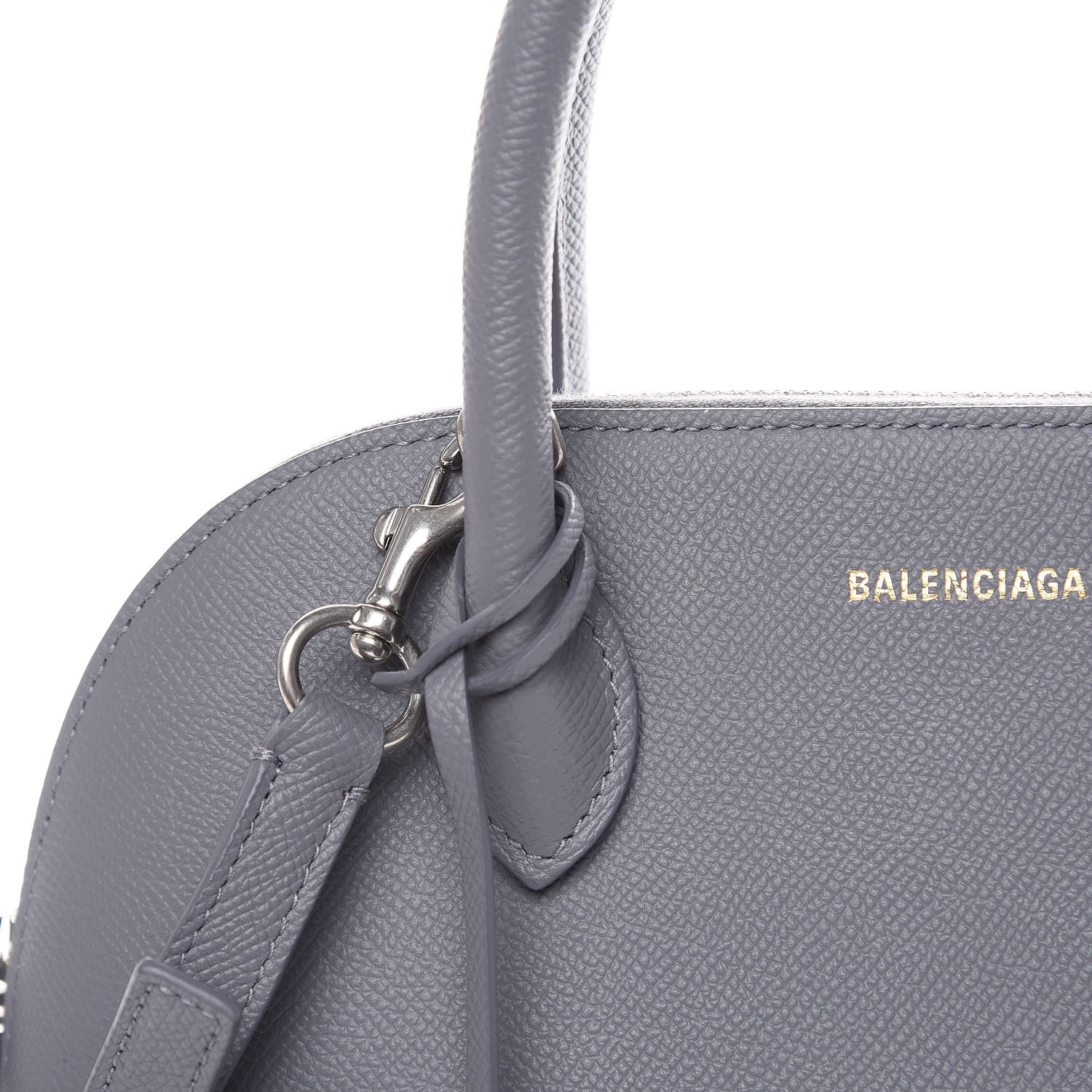 Balenciaga Signature Grained Calfskin Logo S Ville Top Handle Bag Gris Perle Fonce White 10 of 11