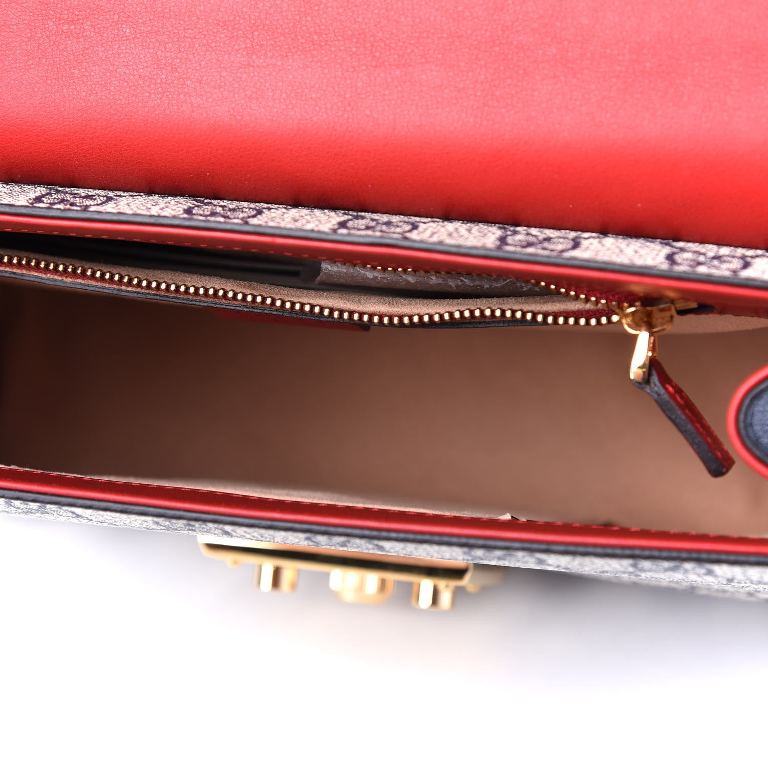 Gucci GG Supreme Monogram Moon Calfskin Medium Padlock Shoulder Bag Beige Blue Hibiscus Red Mystic White 3 of 10