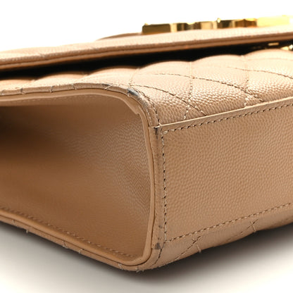 Saint Laurent Grain De Poudre Textured Mixed Matelasse Medium Triquilt Monogram Satchel Dark Beige 7 of 8