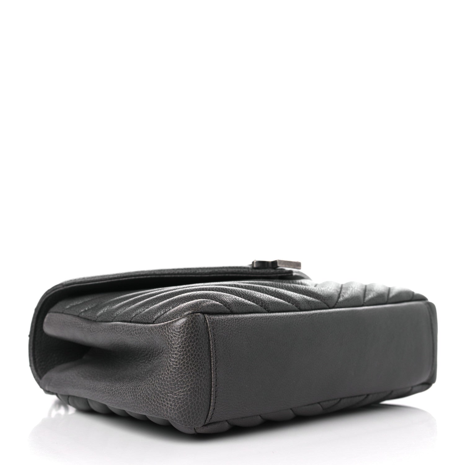 Saint Laurent Sheepskin Matelasse Chevron Monogram Medium College Bag Light Coal 4 of 10