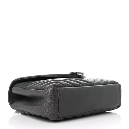 Saint Laurent Sheepskin Matelasse Chevron Monogram Medium College Bag Light Coal 4 of 10