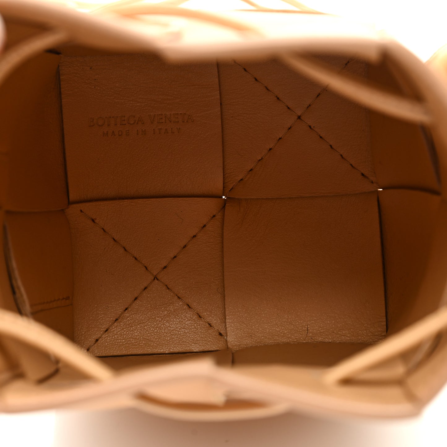 Nappa Maxi Intrecciato Mini Cassette Bucket Bag Almond