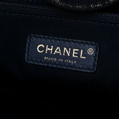 Chanel Lurex Canvas Medium Deauville Tote Navy Blue Gold 6 of 10