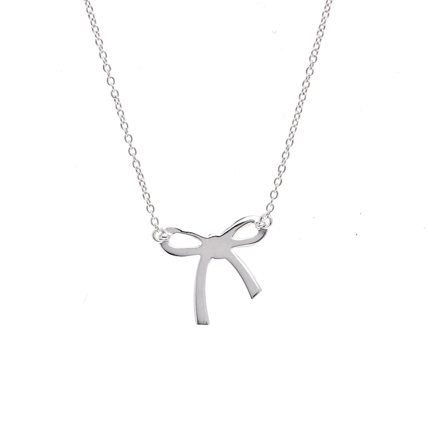 Tiffany Sterling Silver Small Bow Pendant Necklace 3 of 5
