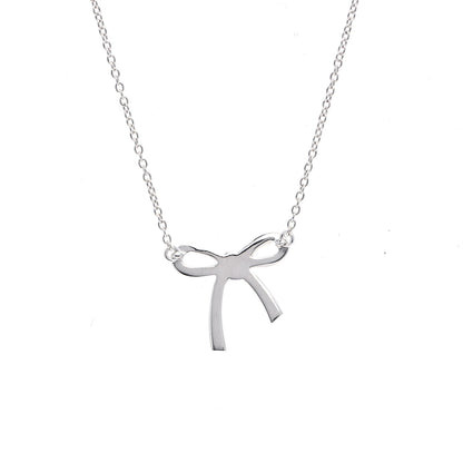 Tiffany Sterling Silver Small Bow Pendant Necklace 3 of 5