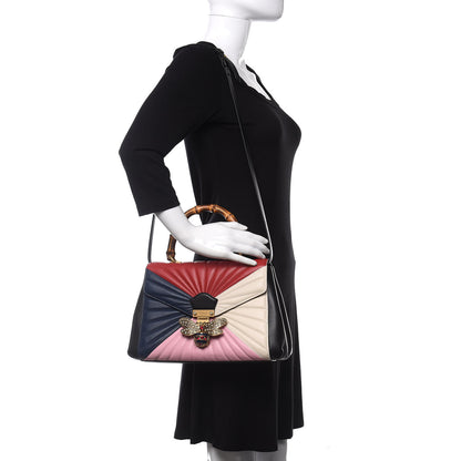 Gucci Calfskin Bamboo Trapuntata Queen Margaret Top Handle Bag Blue Agata Hibiscus Red Mystic White Sugar Pink 2 of 11