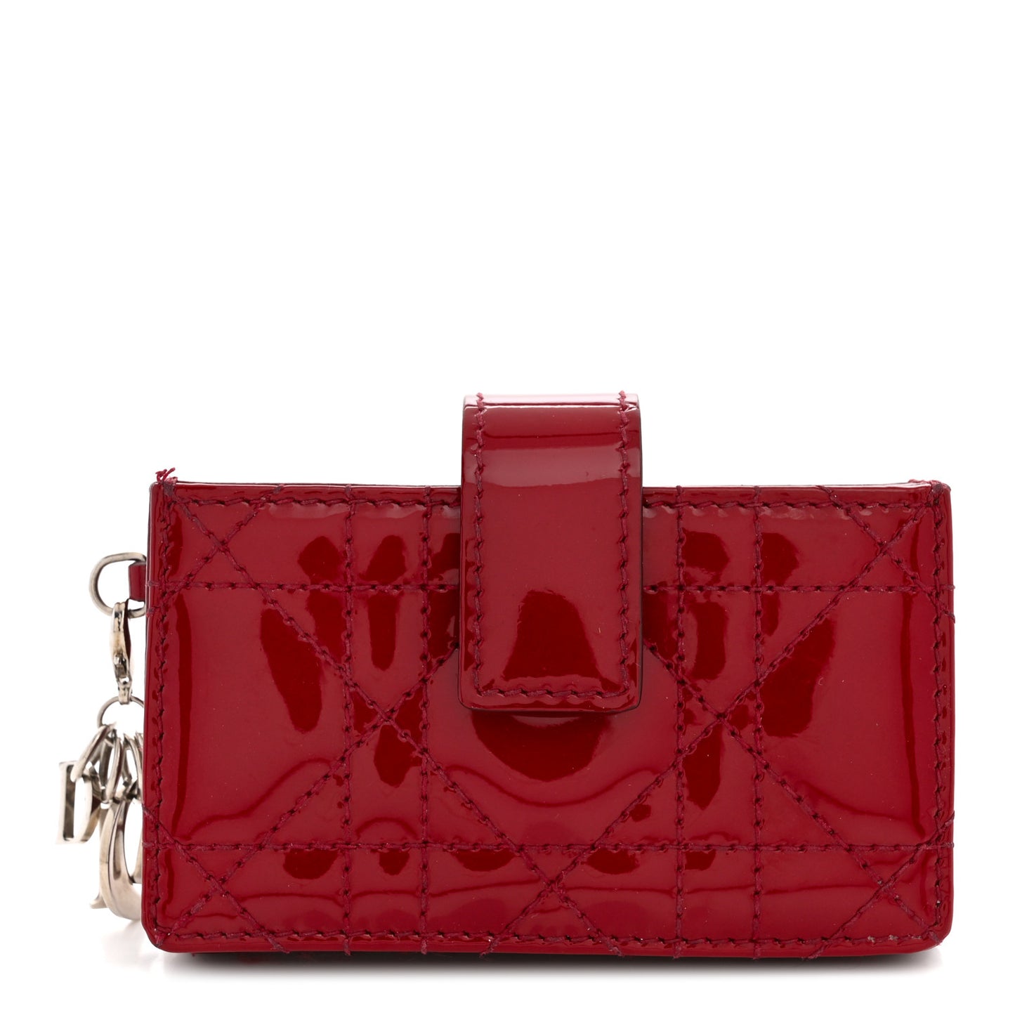 Patent Cannage Lady Dior 5-Gusset Card Holder Rouge