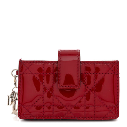 Christian Dior Patent Cannage Lady Dior 5-Gusset Card Holder Rouge 1 of 9