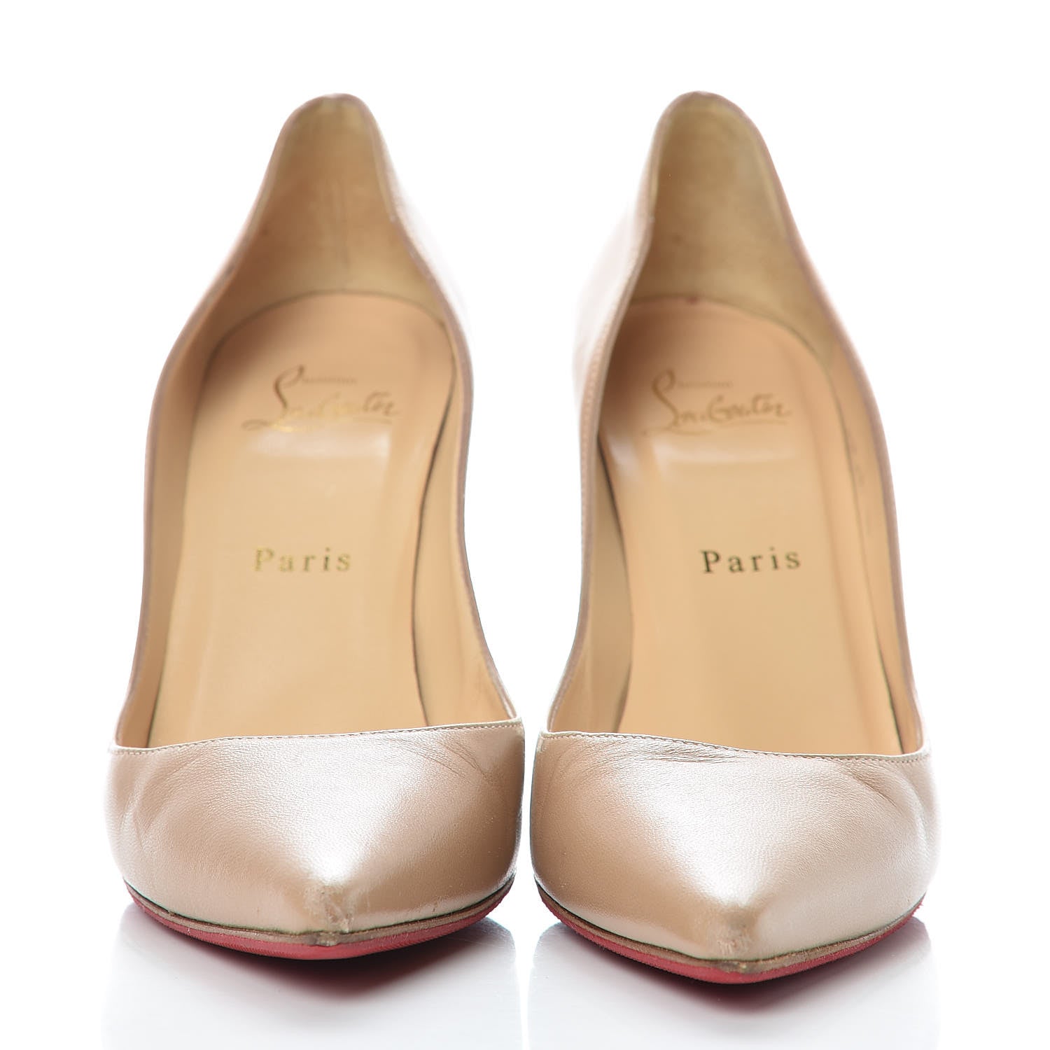 Christian Louboutin Kid Apostrophy 85 Pumps 37.5 Nude 2 of 21