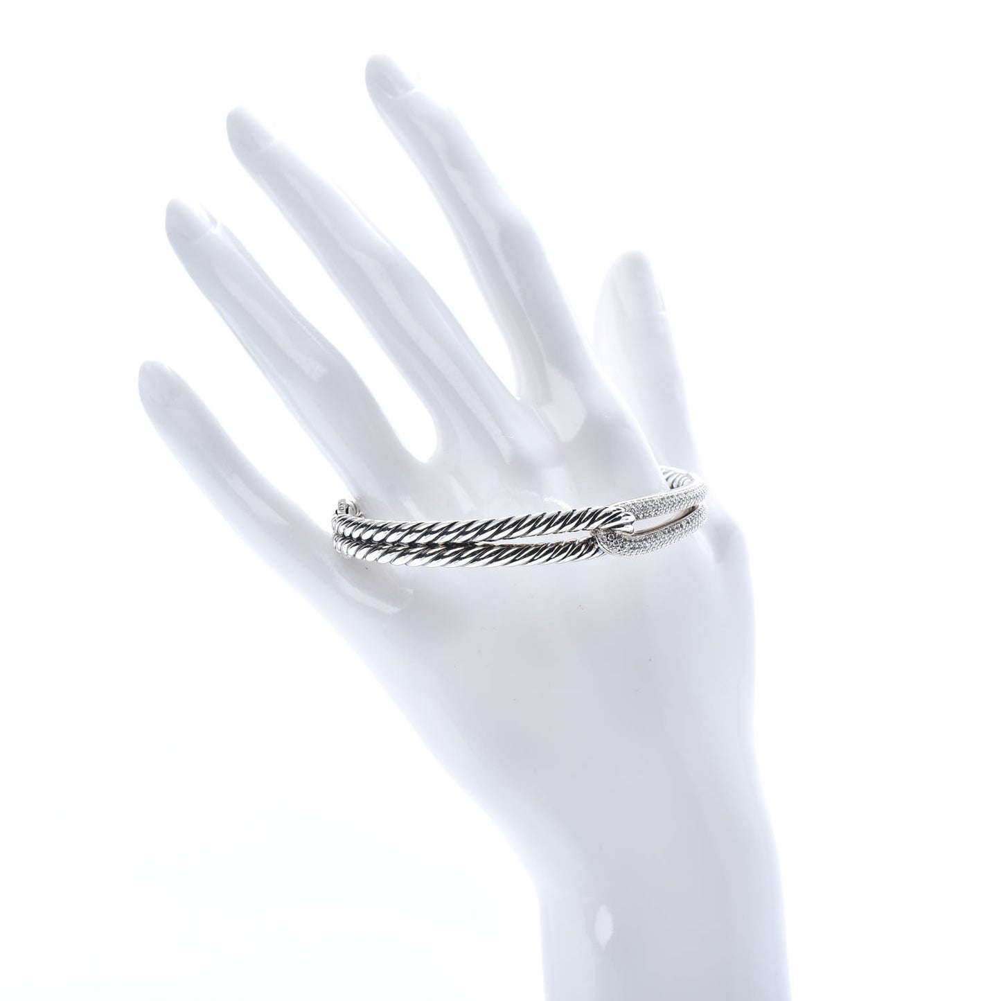 Sterling Silver Diamond Pave 10mm Single Loop Labyrinth Bracelet