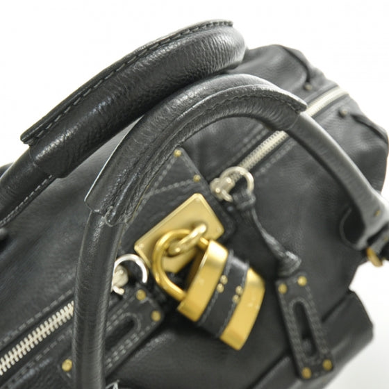 Leather Paddington Front Pocket Tote Black
