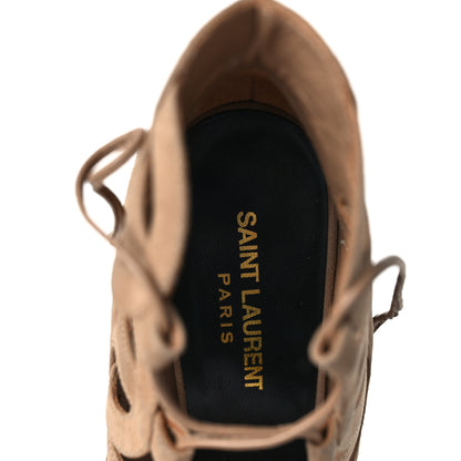 Saint Laurent Kid Scamosciato Tribute 105 Lace Up Platform Sandals 37.5 Beige 7 of 9