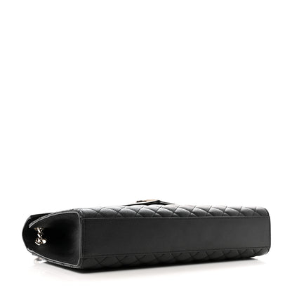 Saint Laurent Grain De Poudre Textured Mixed Matelasse Large Triquilt Monogram Satchel Black 4 of 12