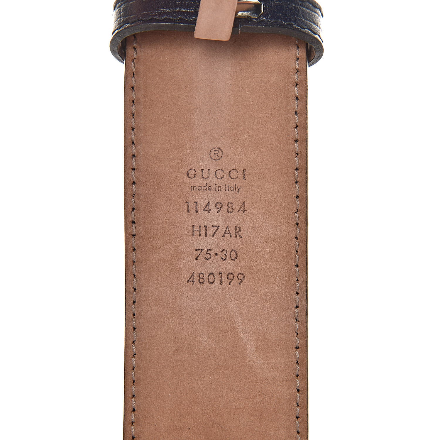 Gucci Calfskin Web Interlocking G Belt 75 30 Navy 4 of 8