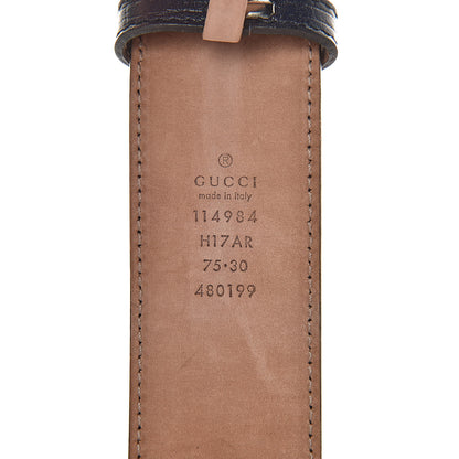 Gucci Calfskin Web Interlocking G Belt 75 30 Navy 4 of 8