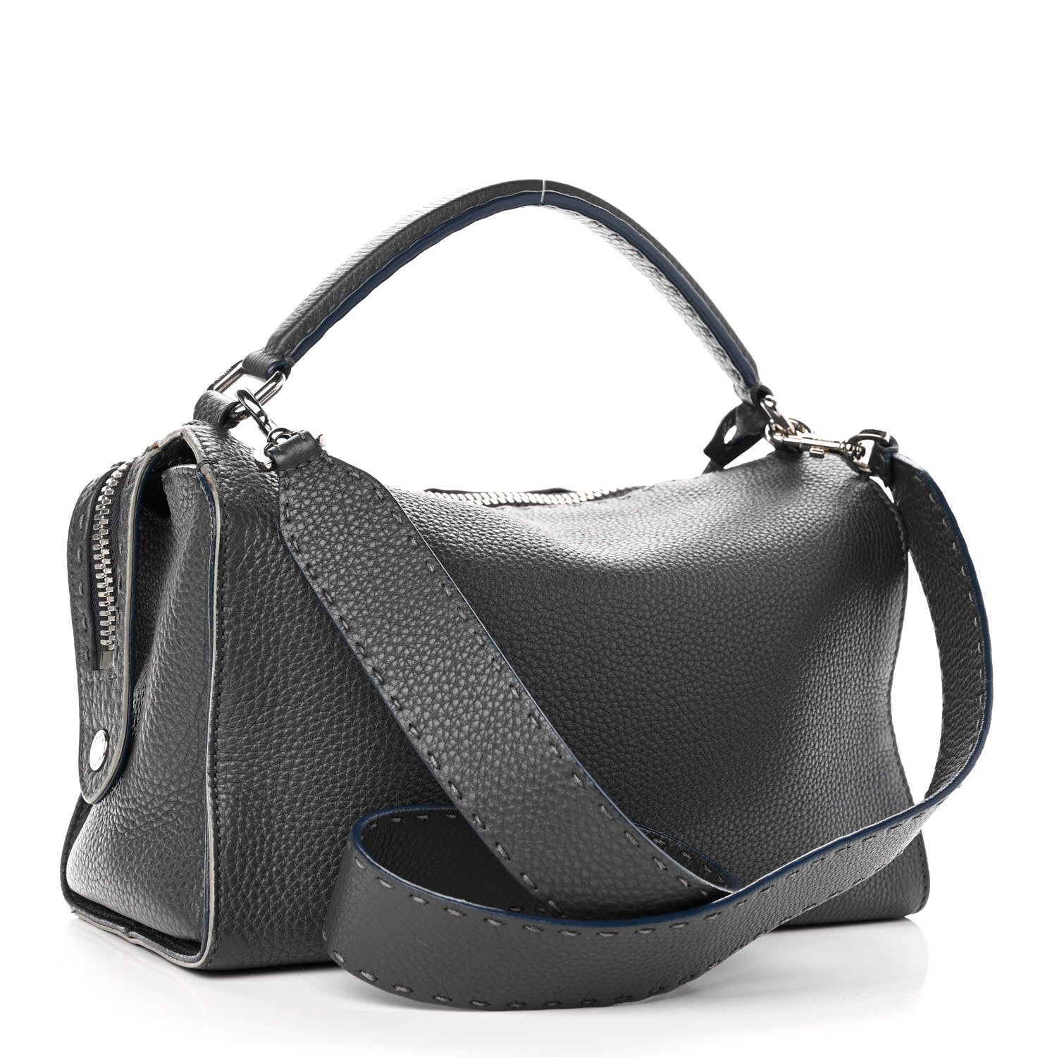 Fendi Cuoio Romano Selleria Lei Boston Tote Asfalto 3 of 11