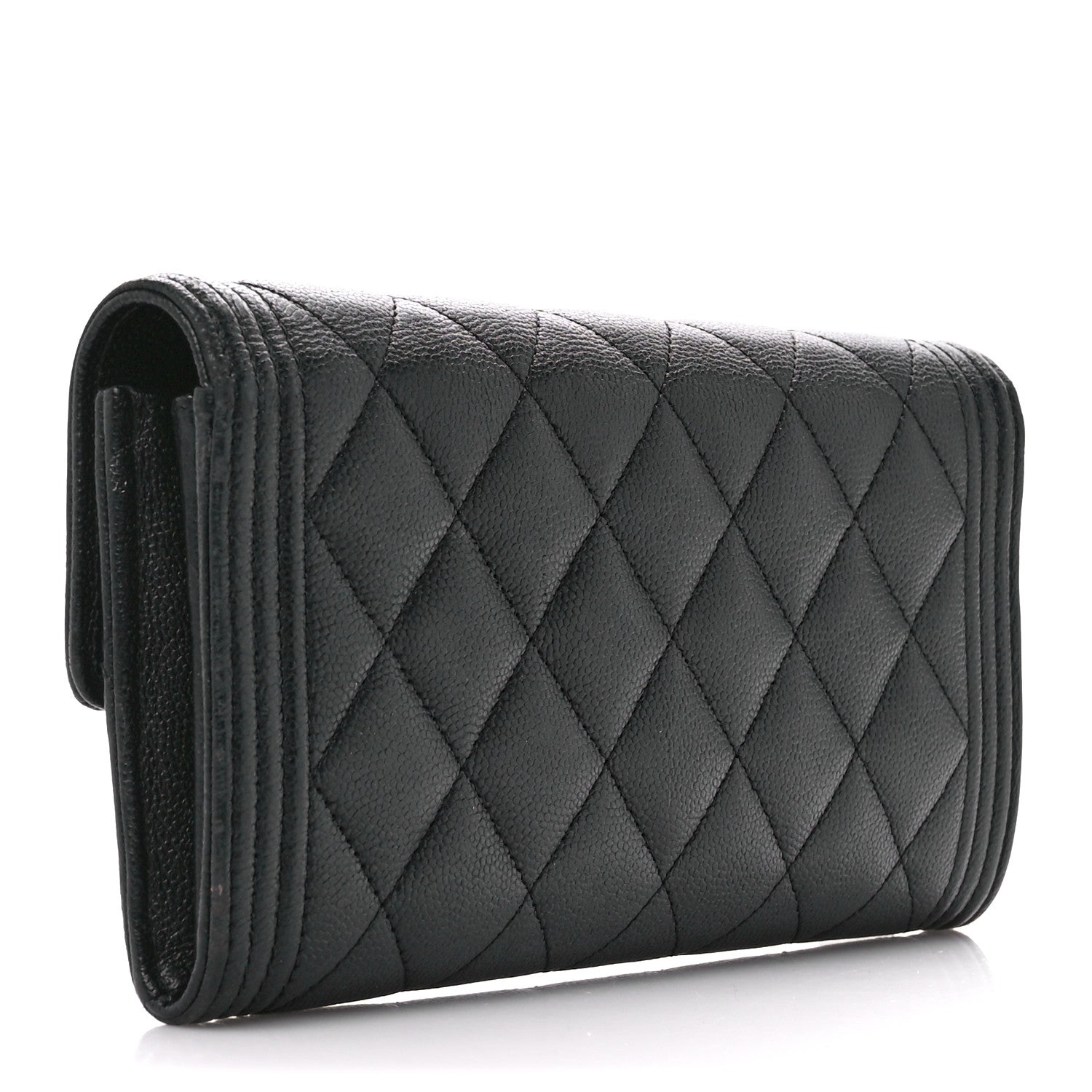 Chanel Caviar Quilted Large Boy Gusset Flap Wallet Black 3 of 12