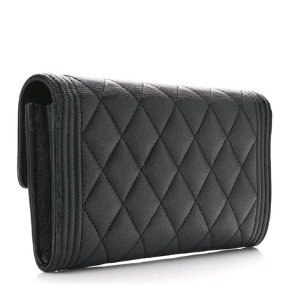 Chanel Caviar Quilted Large Boy Gusset Flap Wallet Black 3 of 12