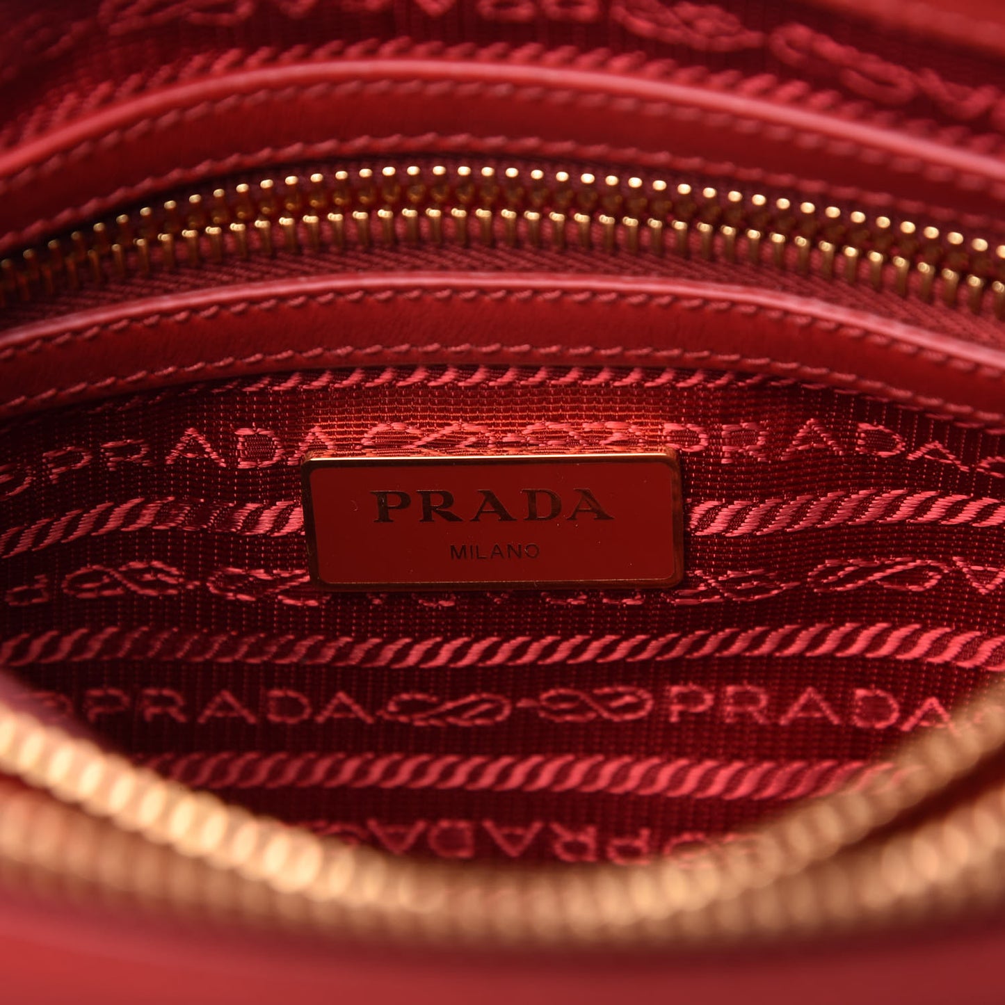 Tessuto Nylon Soft Calf Double Zip Crossbody Bag Rosso