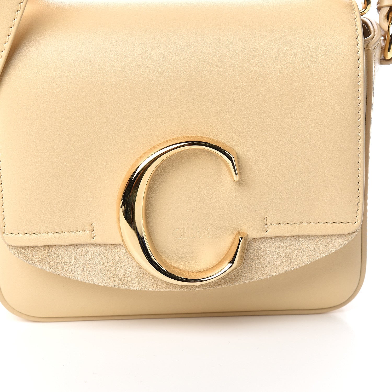 Chloe Shiny Calfskin Suede Mini C Double Carry Blondie Beige 10 of 10