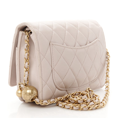 Chanel Lambskin Quilted CC Pearl Crush Wallet on Chain WOC Light Purple 3 of 11