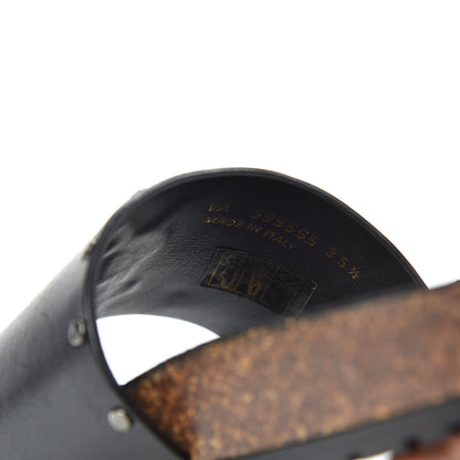 Saint Laurent Calfskin Suede Joan Slide Sandals 35.5 Black 9 of 10