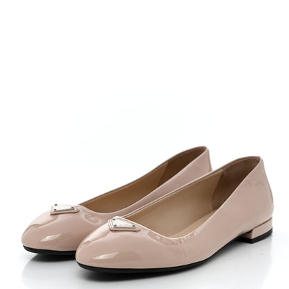 Prada Patent Triangle Ballerina Flats 37.5 Cipria 3 of 11