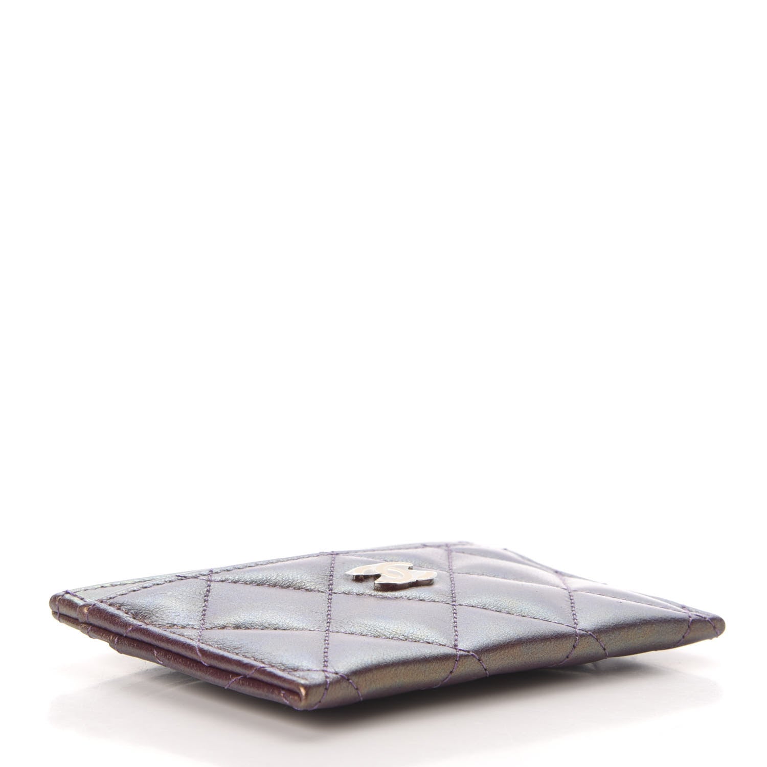Chanel Iridescent Lambskin Quilted Card Holder Purple 4 of 9