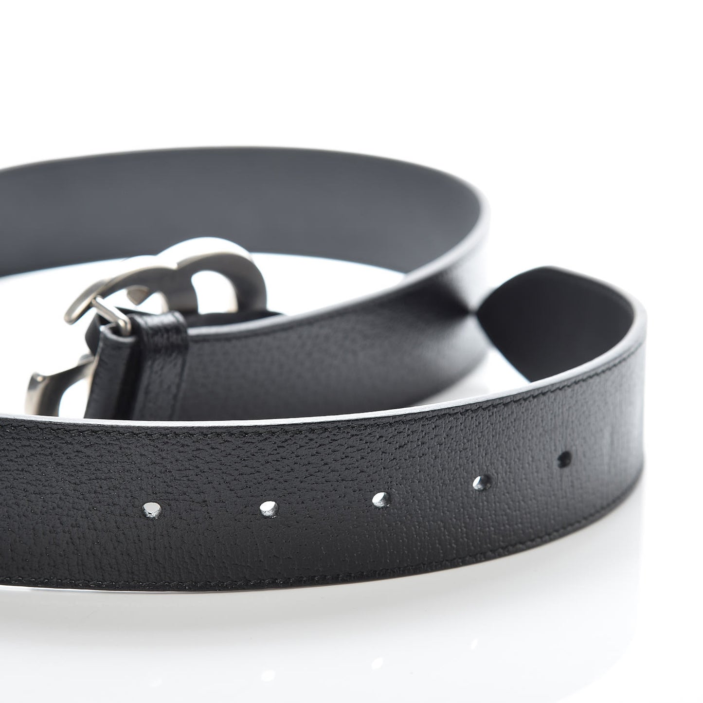 Textured Dollar Calfskin Nickel Double G 40mm Belt 85 34 Black