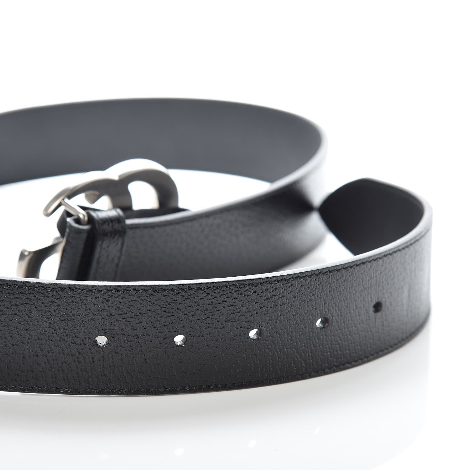 Gucci Textured Dollar Calfskin Nickel Double G 40mm Belt 85 34 Black 6 of 8