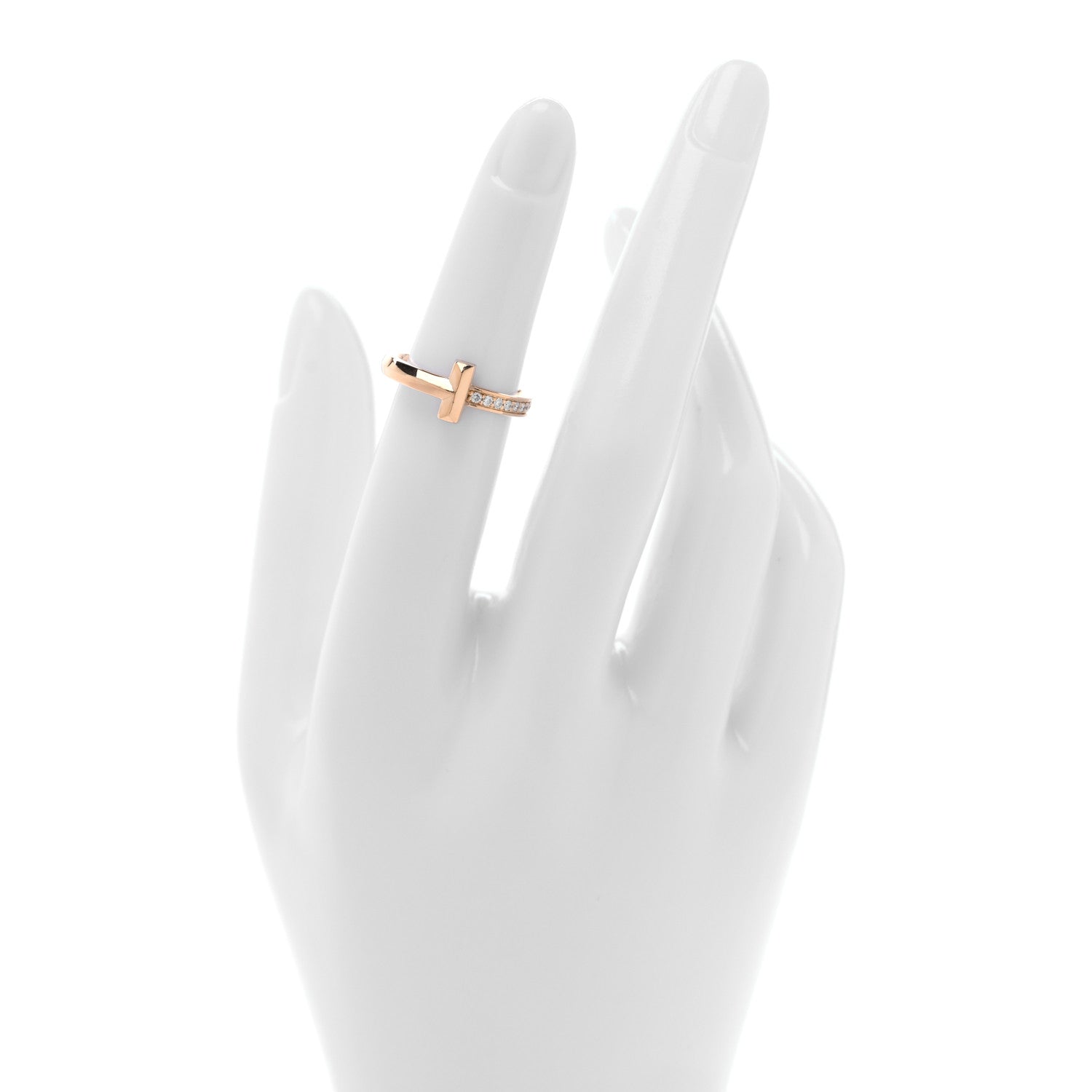 Tiffany 18K Rose Gold Diamond 2.5mm T T1 Ring 48 4.5 2 of 4