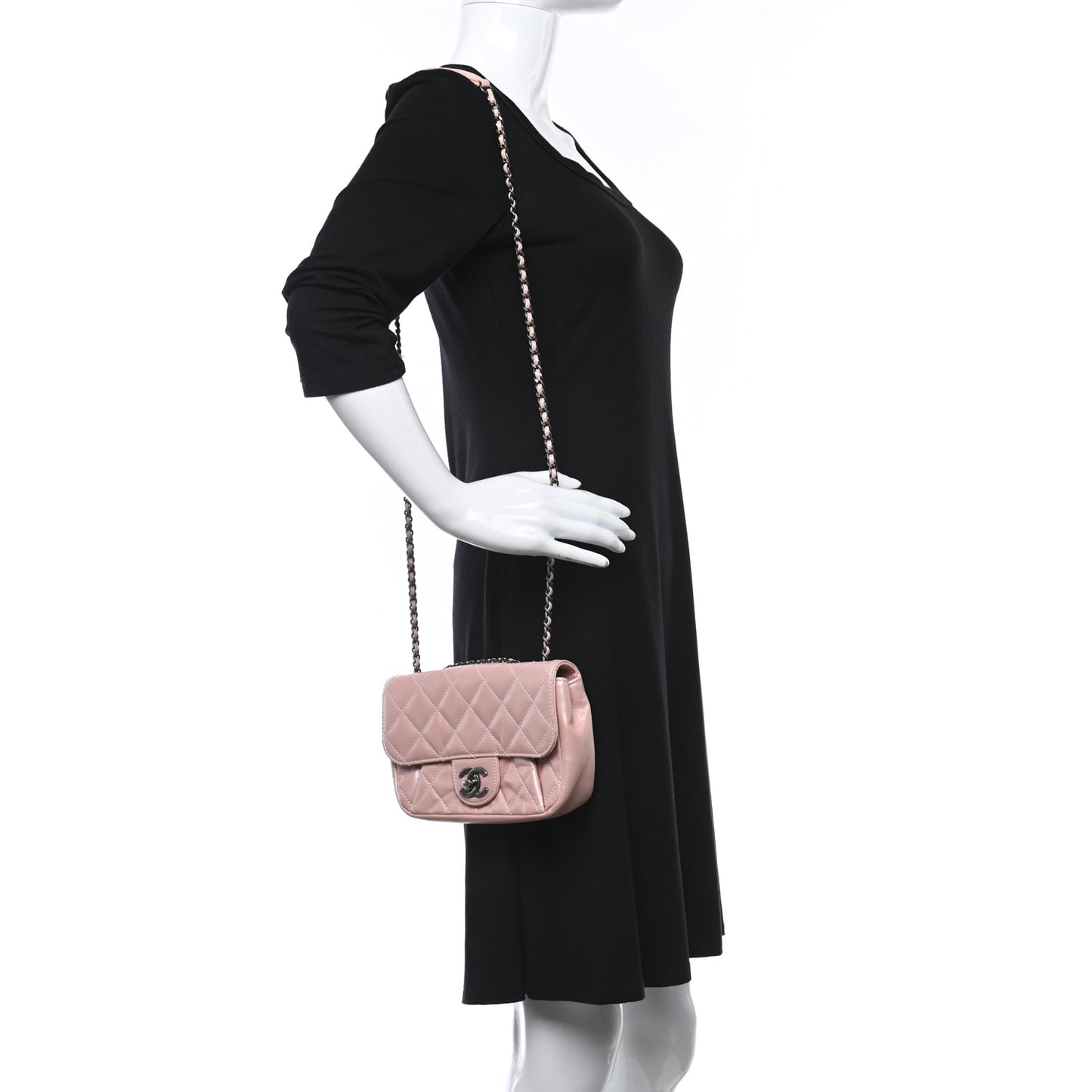 Glazed Calfskin Quilted Mini Coco Pleats Flap Pink