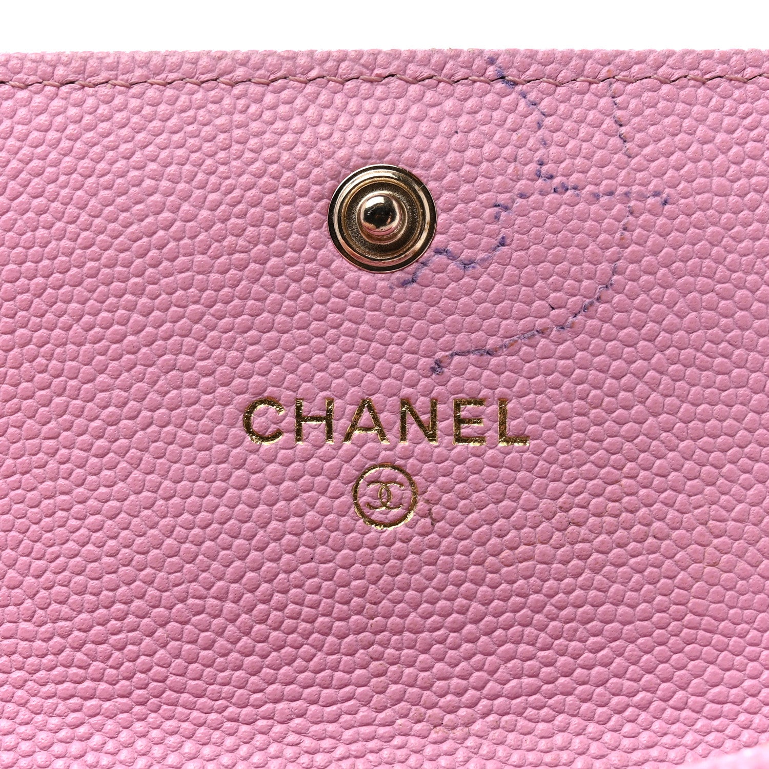 Chanel Caviar Metal Perforated Quilted CC Compact Flap Card Holder Pink Green 6 of 10