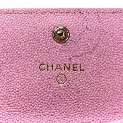 Chanel Caviar Metal Perforated Quilted CC Compact Flap Card Holder Pink Green 6 of 10