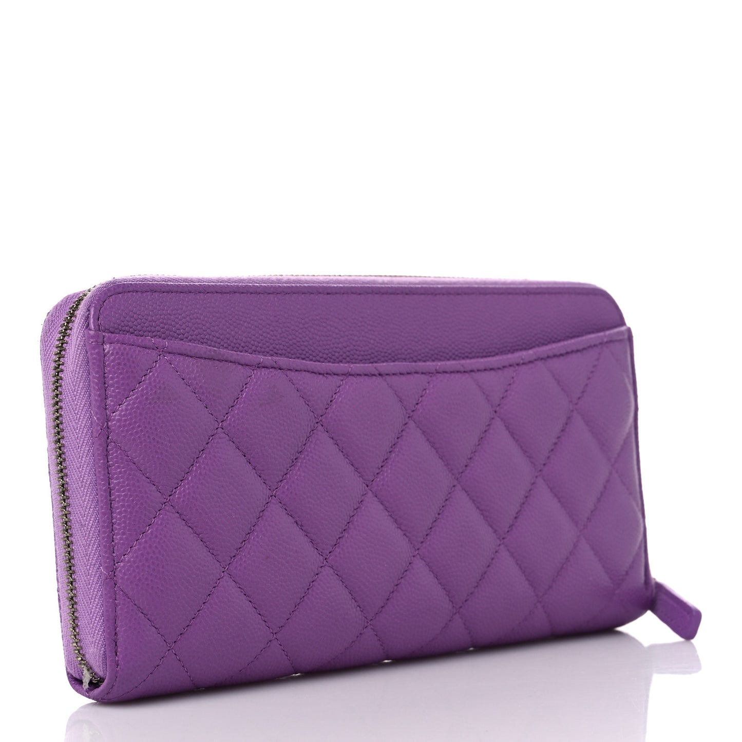 Caviar Quilted Large Gusset Zip Around Wallet Purple
