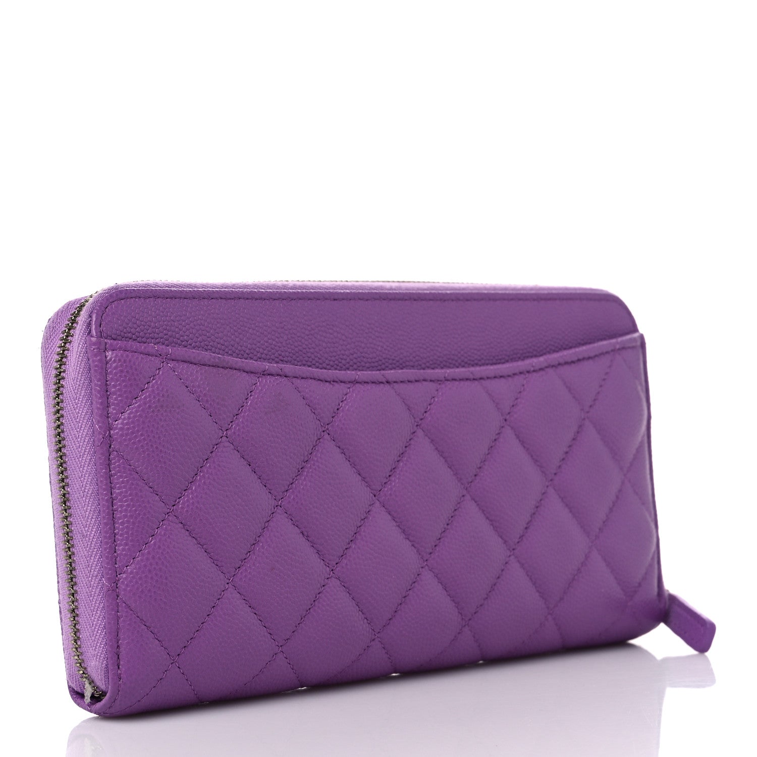 Chanel Caviar Quilted Large Gusset Zip Around Wallet Purple 3 of 14