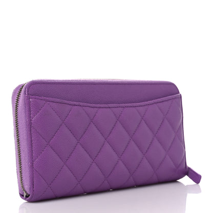 Chanel Caviar Quilted Large Gusset Zip Around Wallet Purple 3 of 14