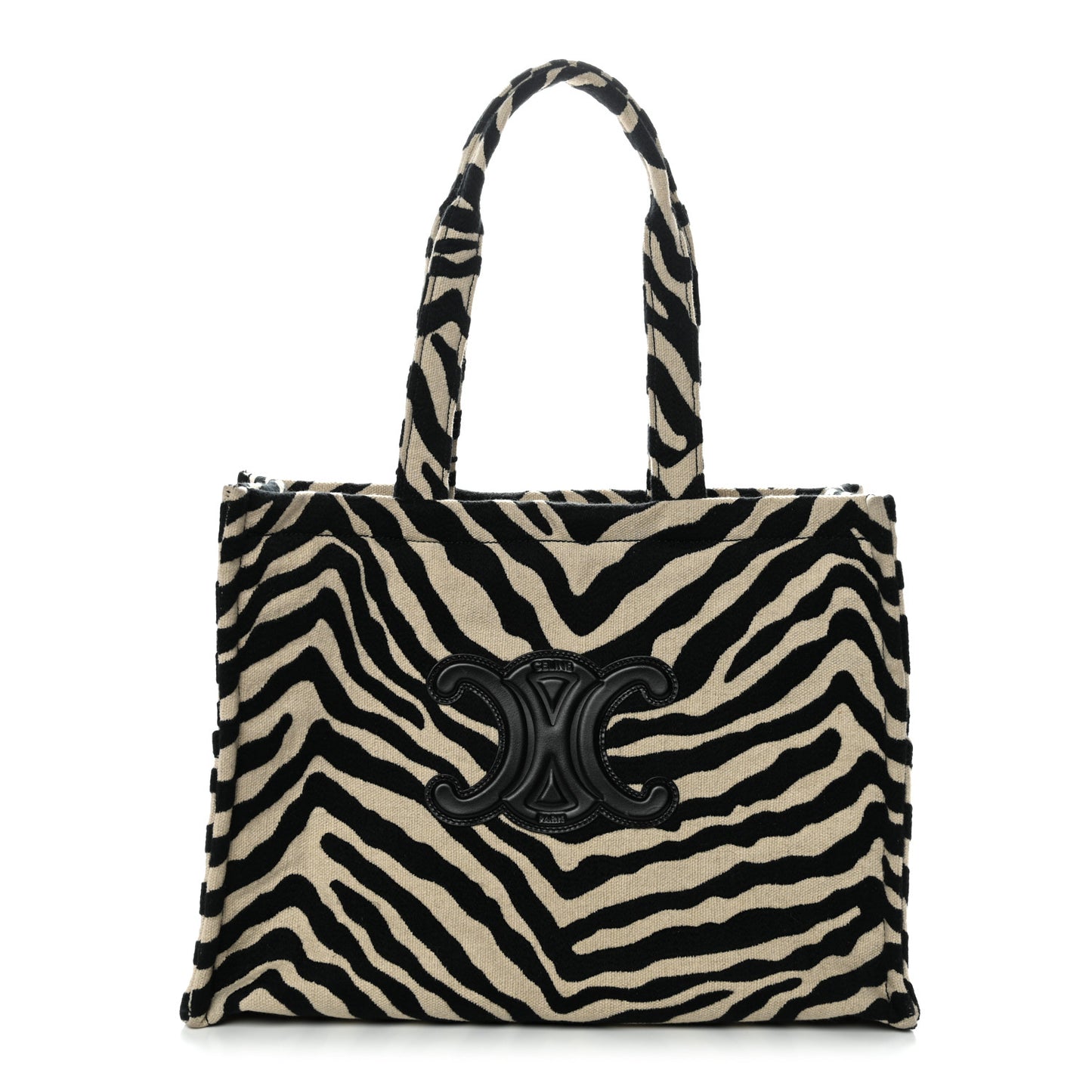 Canvas Calfskin Triomphe Large Cabas Thais Natural Black