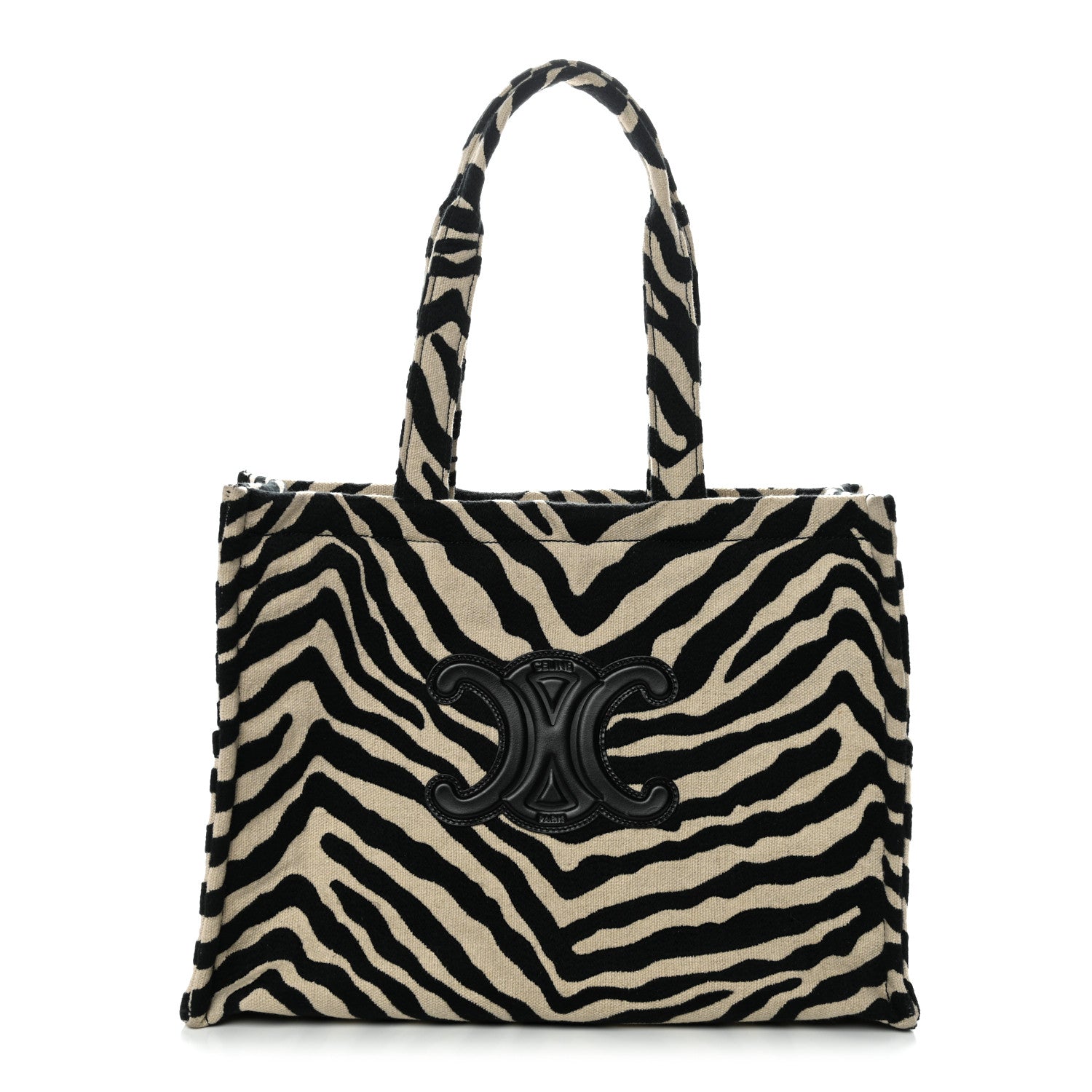Celine Canvas Calfskin Triomphe Large Cabas Thais Natural Black 1 of 10