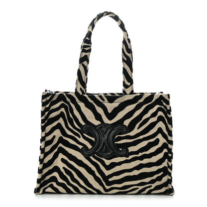 Celine Canvas Calfskin Triomphe Large Cabas Thais Natural Black 1 of 10