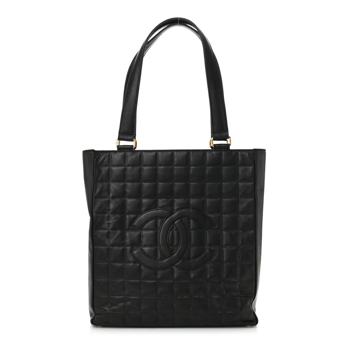 Lambskin Quilted Chocolate Bar Tote Black