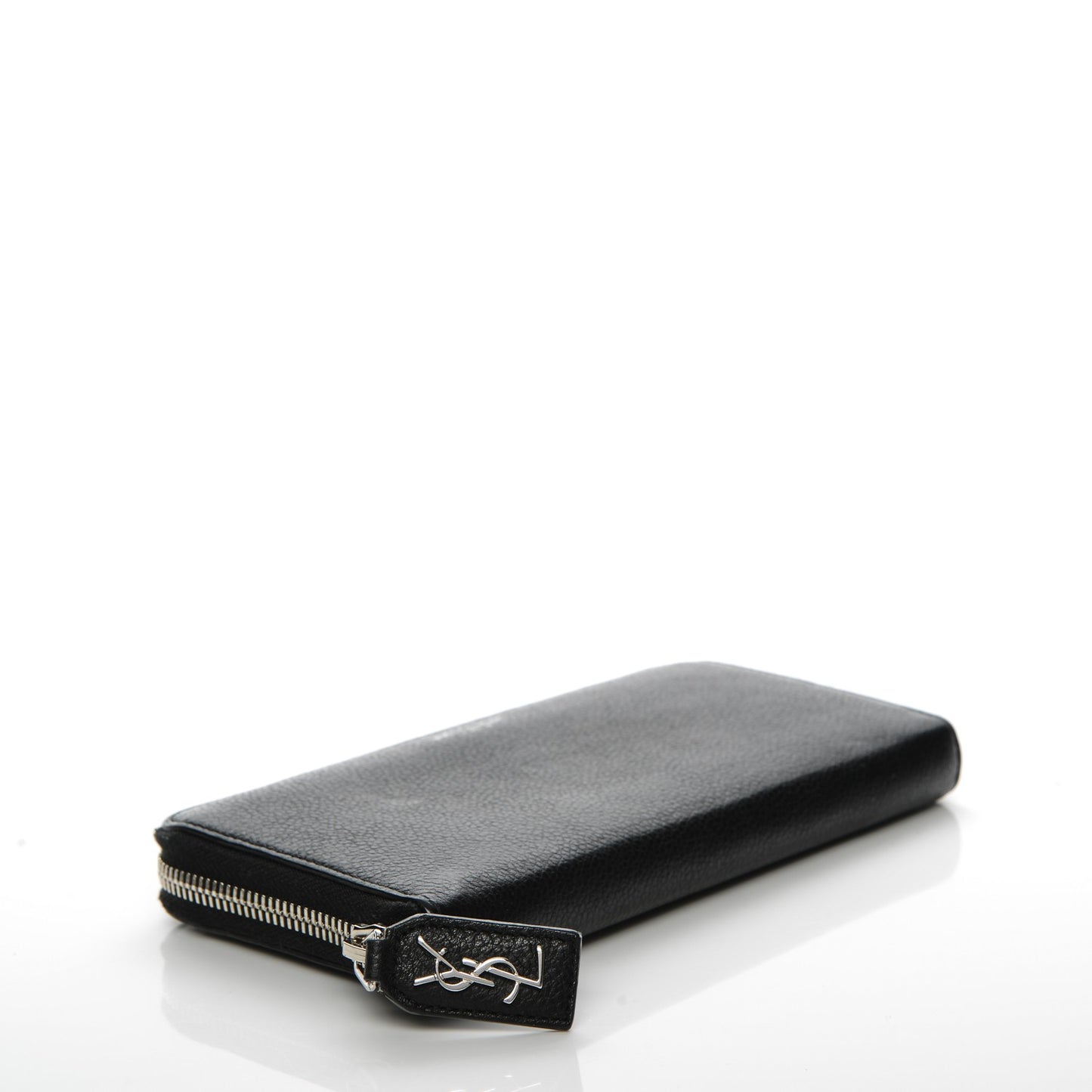 Grained Calfskin Rive Gauche Zip Around Wallet Black