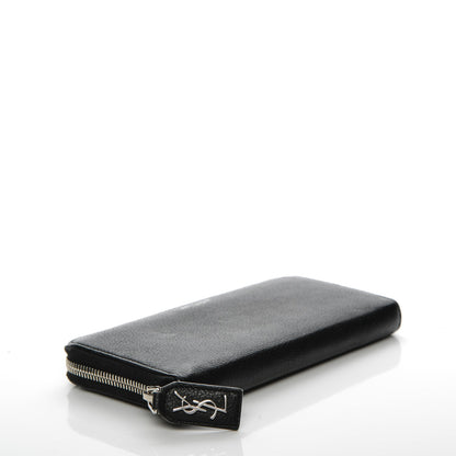 Saint Laurent Grained Calfskin Rive Gauche Zip Around Wallet Black 4 of 6